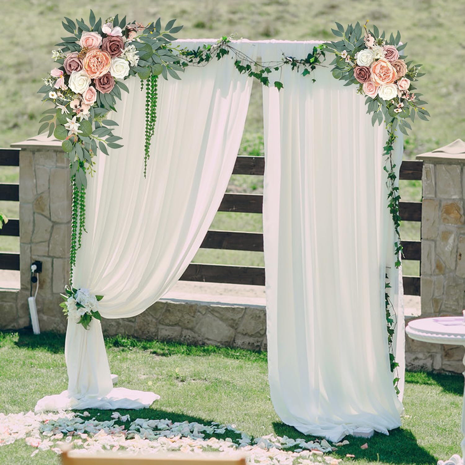 Finphoon Pink Wedding Arch Flowers Set of 2