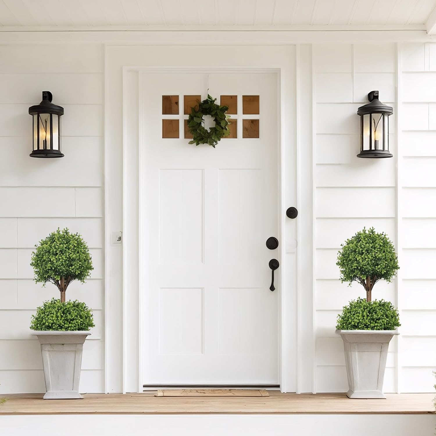 THE BLOOM TIMES 40 Artificial Boxwood Topiary Double Ball Set of 2