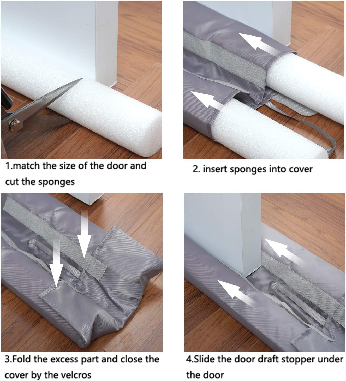ClauCiel Under Door Draft Stopper Gray Adjustable