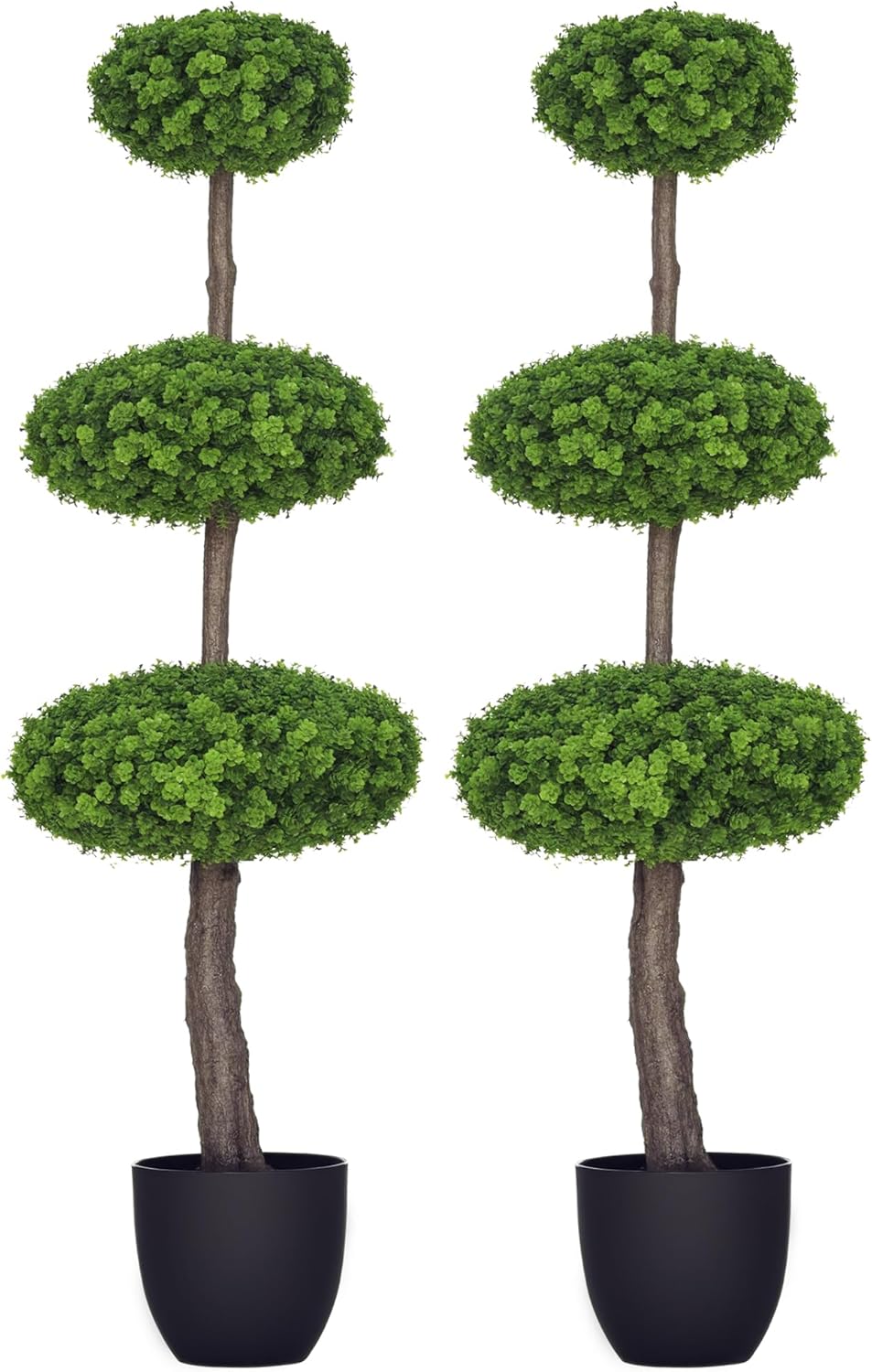 HOMCOM 2 Piece Artificial Boxwood Topiary Trees in Pots