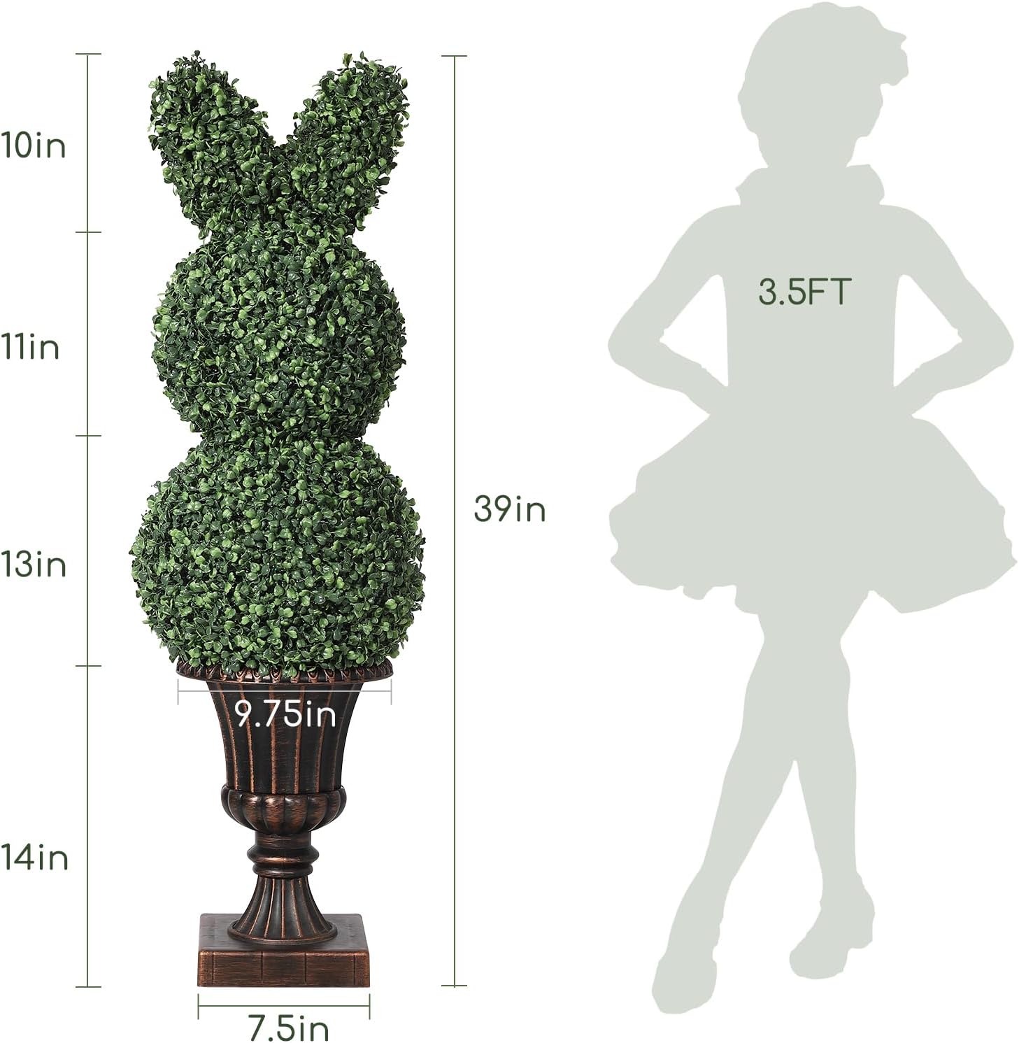 GarveeHome 39 Inch Artificial Bunny Topiary Tree Set of 2