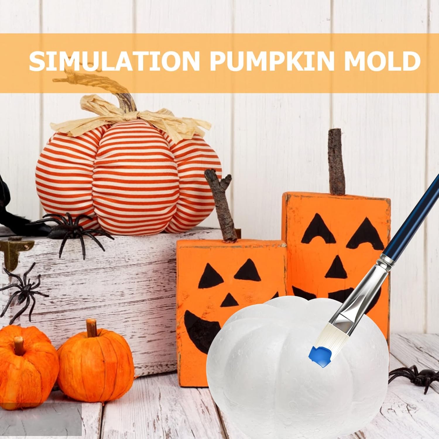 White Foam Pumpkin Rustic Artificial Halloween Decor 20cm
