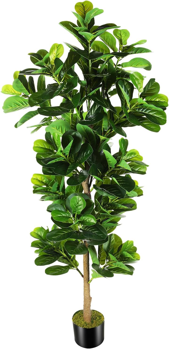 OXLLXO 73ft Artificial Fiddle Leaf Fig Tree with Plastic Pot