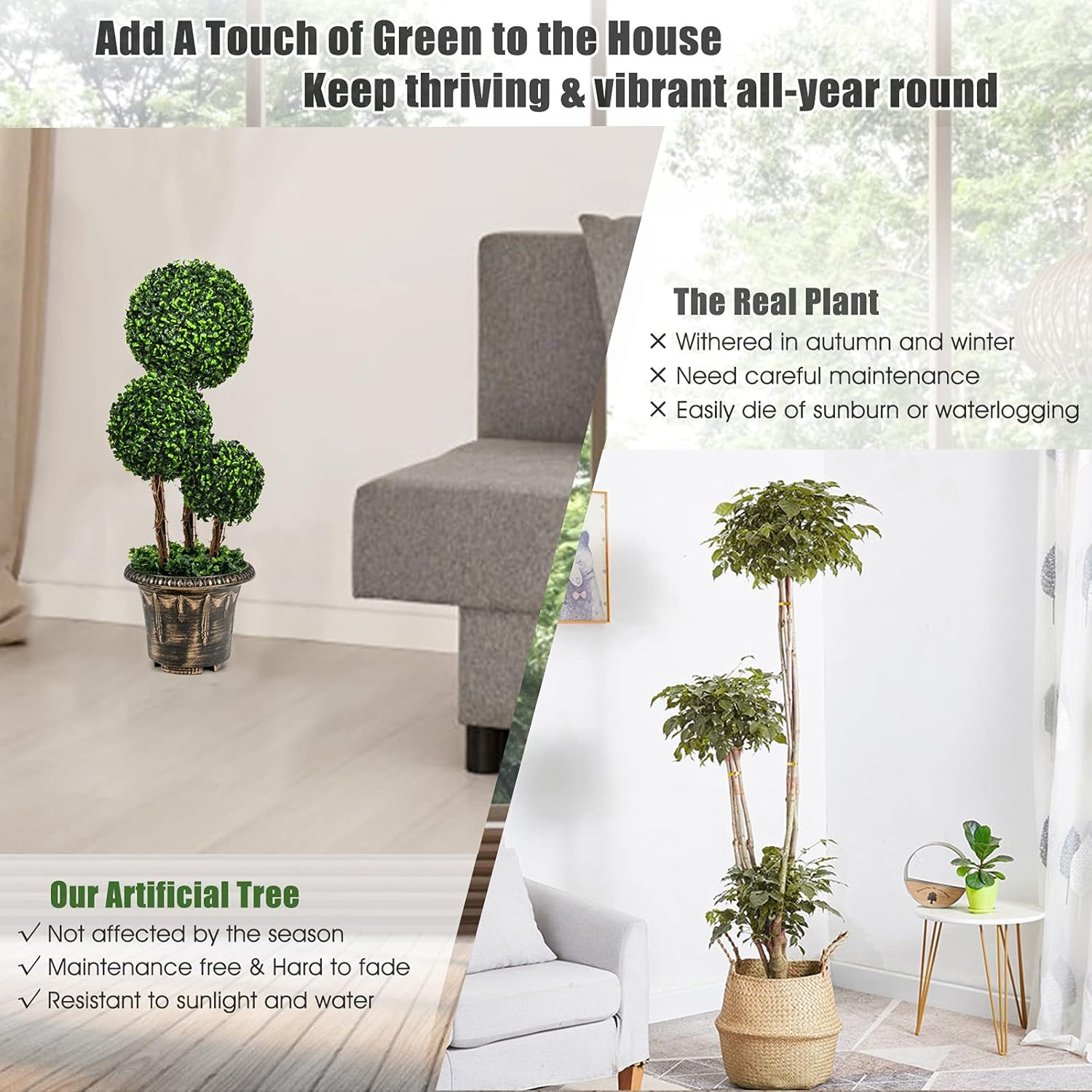 Goplus 25 Ft Artificial Boxwood Topiary Decor