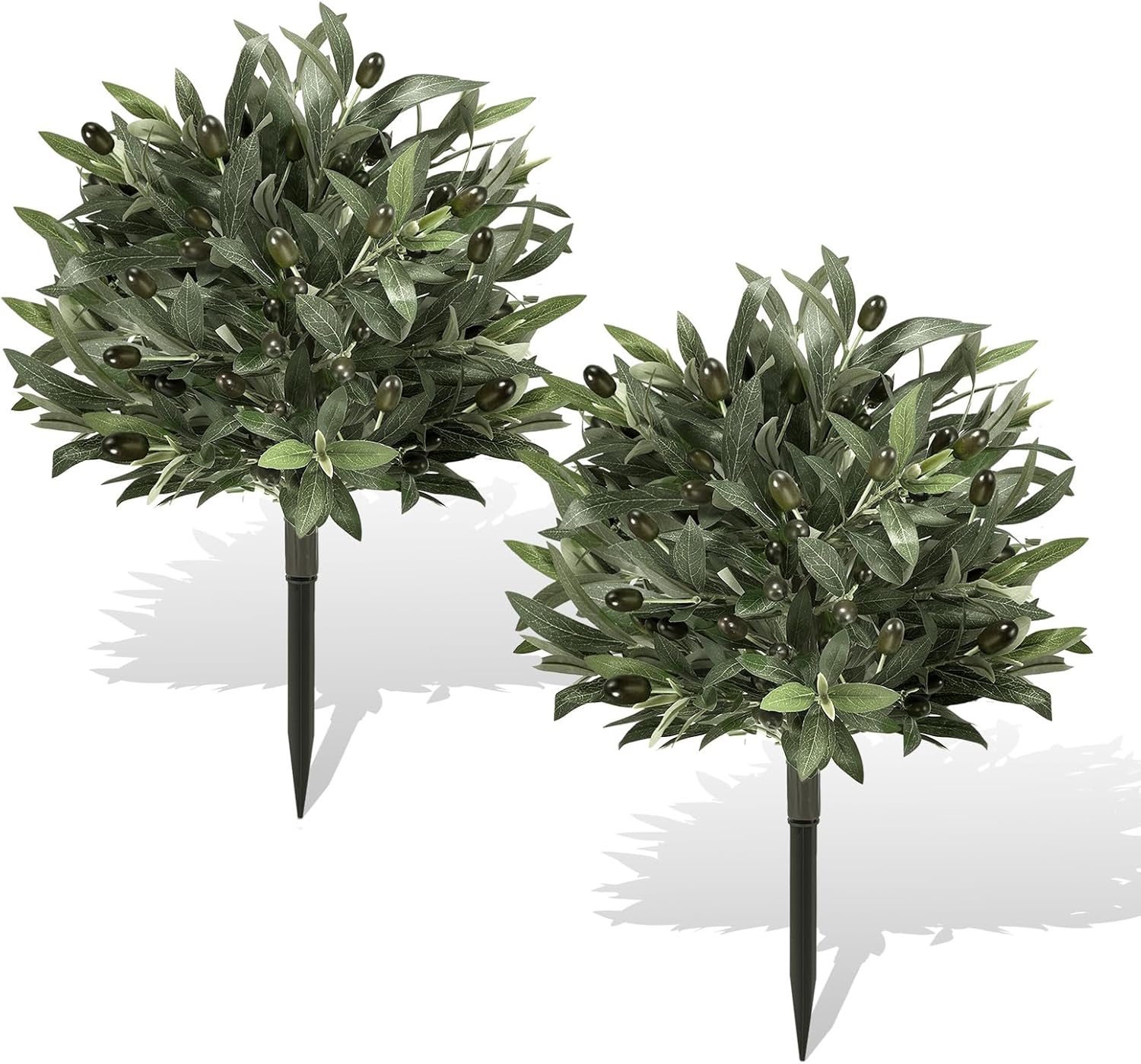 Artificial Olive Topiary Ball with Spike 2 Pack