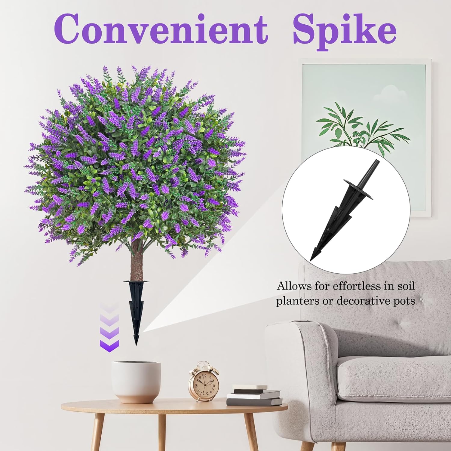 Artificial Lavender Topiary Tree - 236 Inch UV Resistant Fake Plant Purple