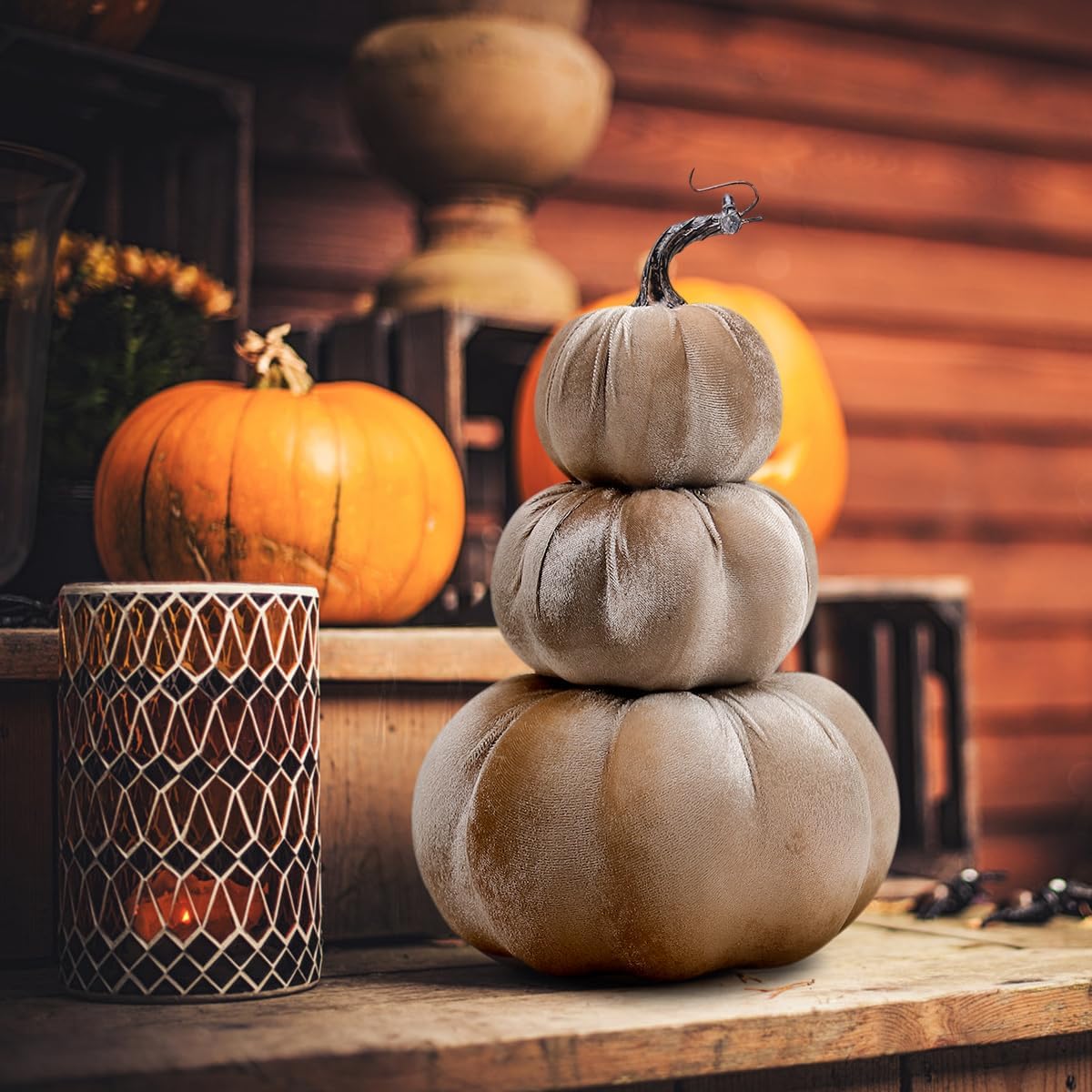 Gresorth 126 Inch Velvet Pumpkin Tower Decoration
