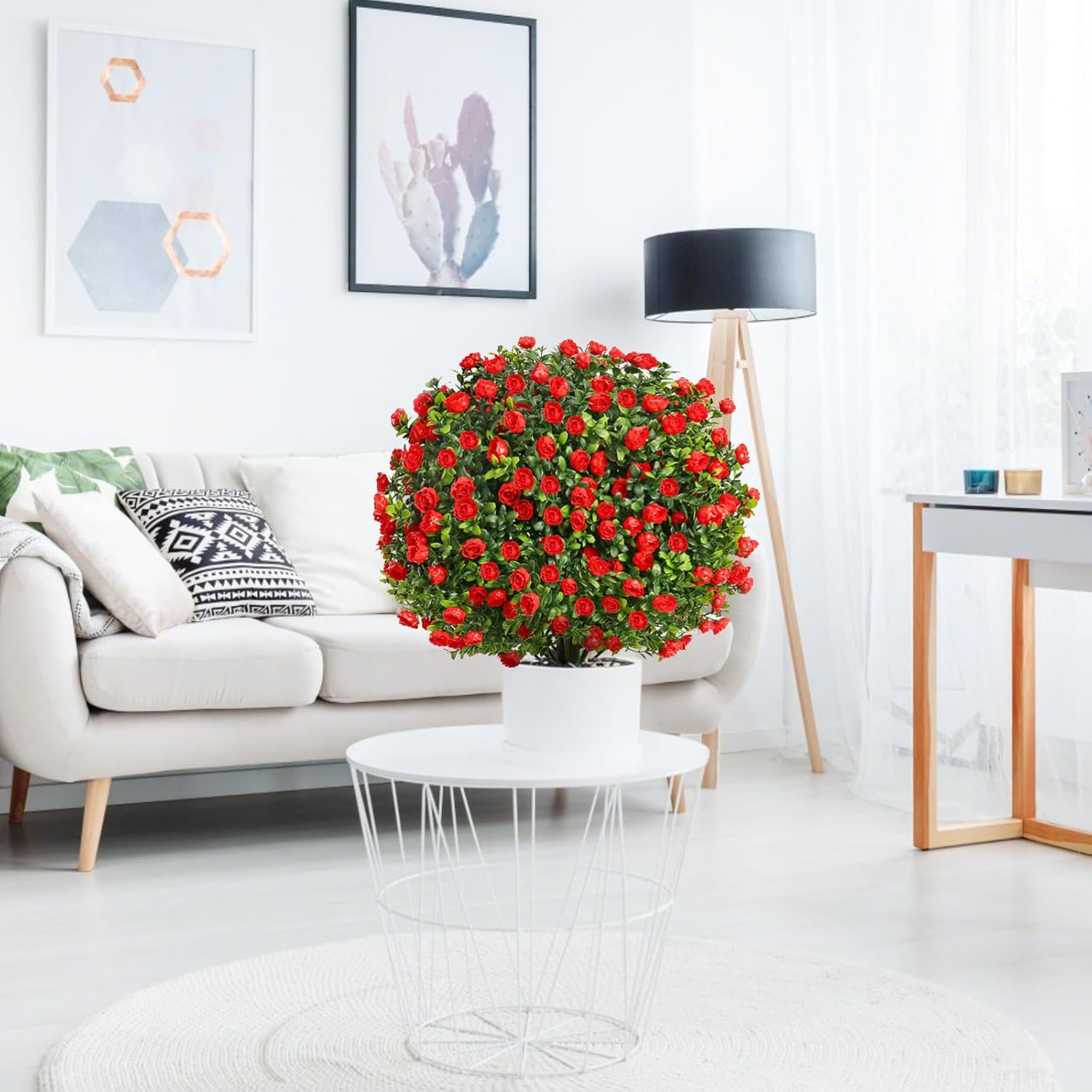 Artificial Rose Topiary with Ground Spikes UV Resistant 236 Inch