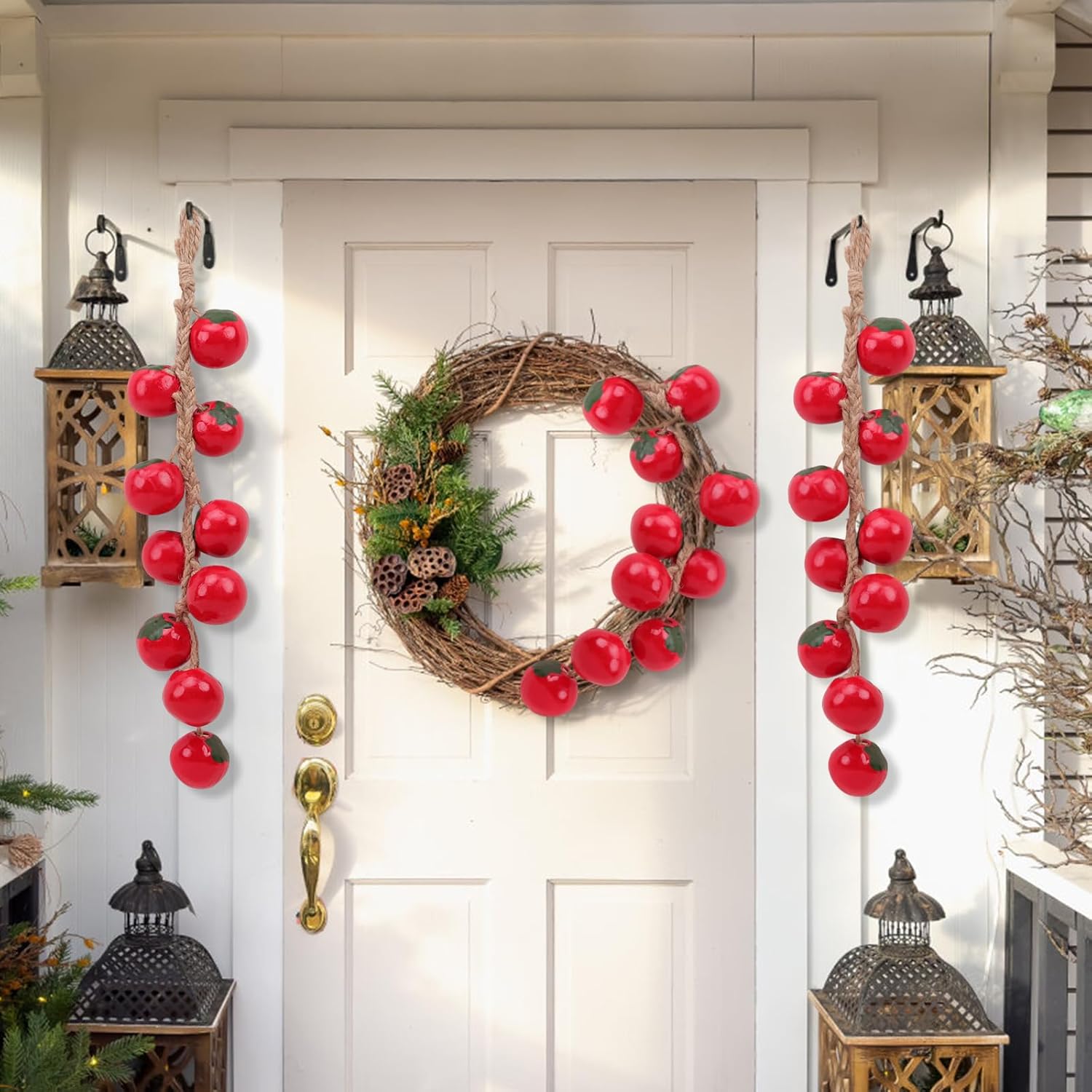 Woration Artificial Red Tomato Garland 1 Pack