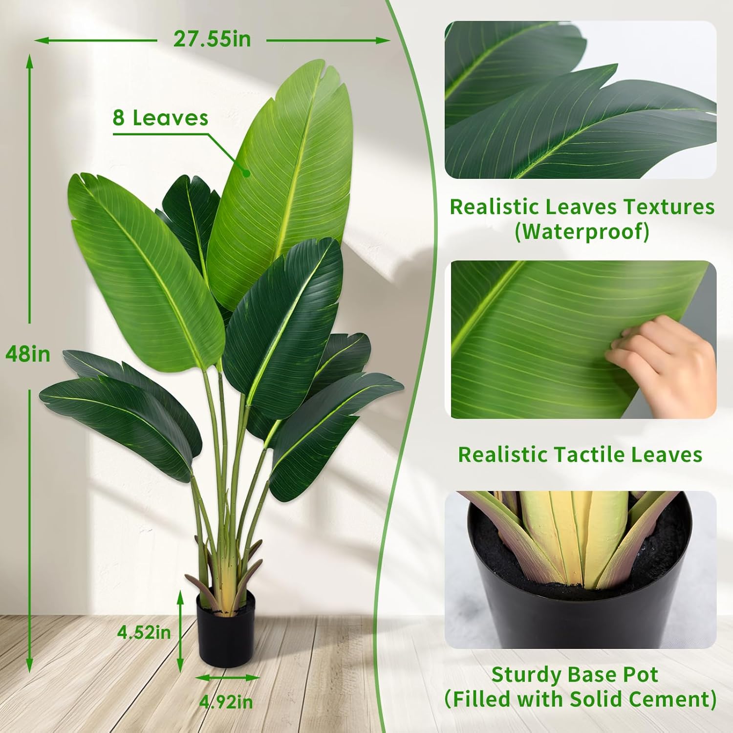 CETRD Artificial Bird of Paradise Plant 4ft 2Pcs Fake Tree Set