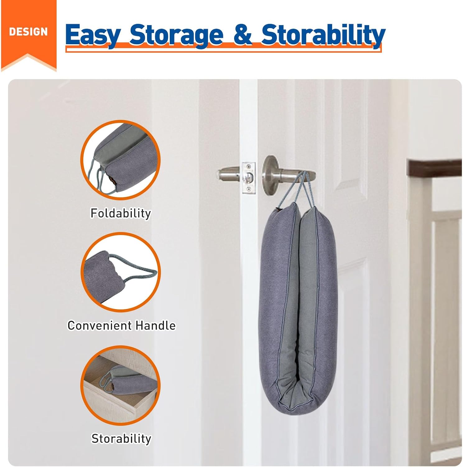 MAGZO Door Draft Stopper 32 Inch Gray