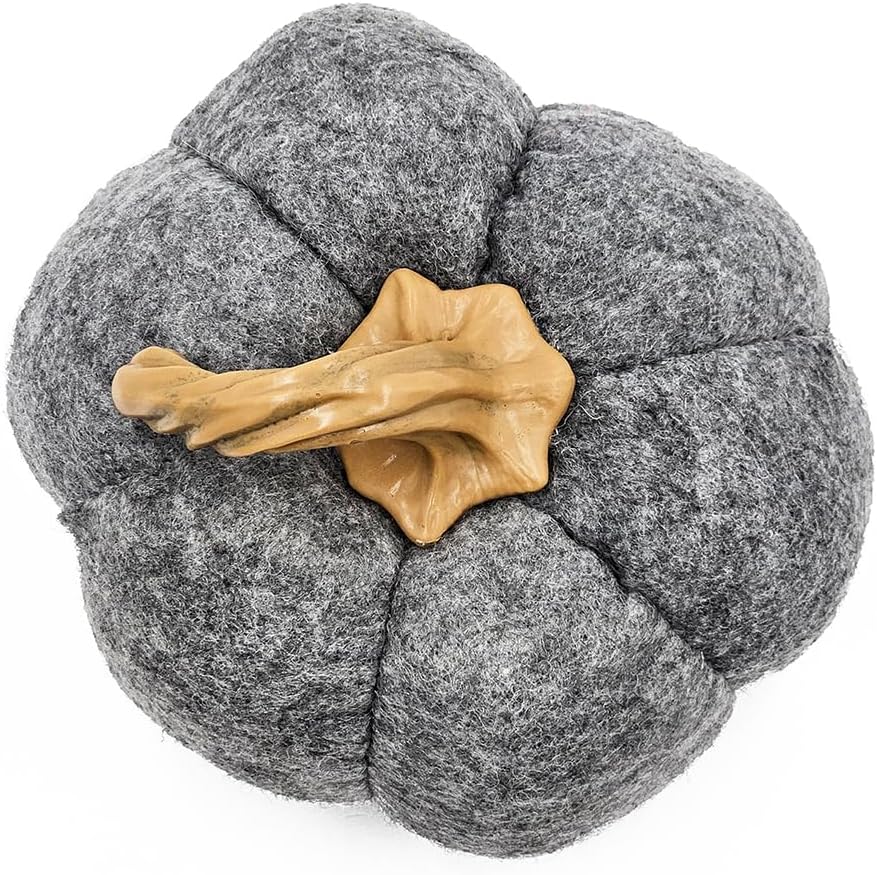 Set of 3 Gray Fabric Pumpkins for Fall Decor