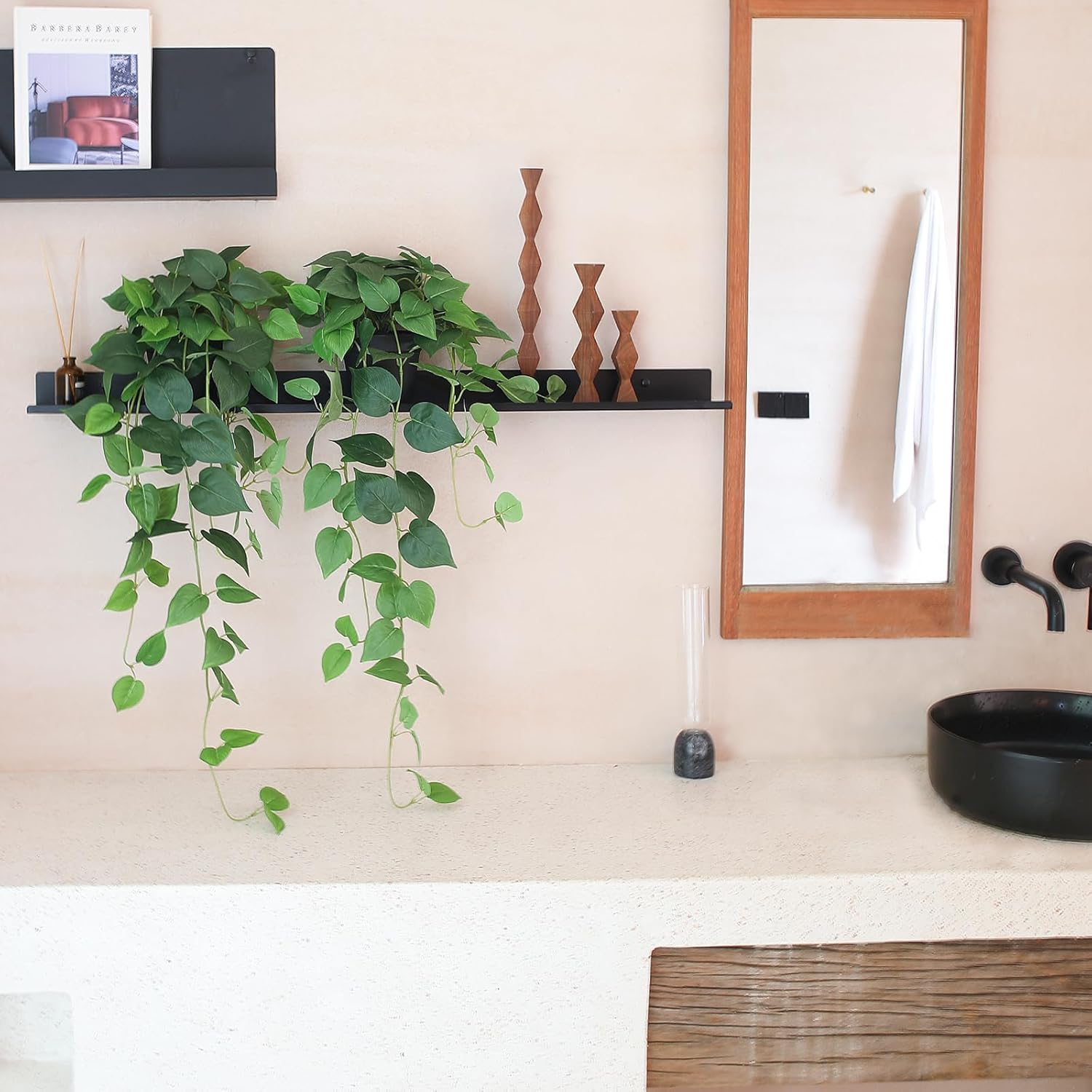 Fake Pothos Hanging Plants Set of 2 Green Artificial Plants