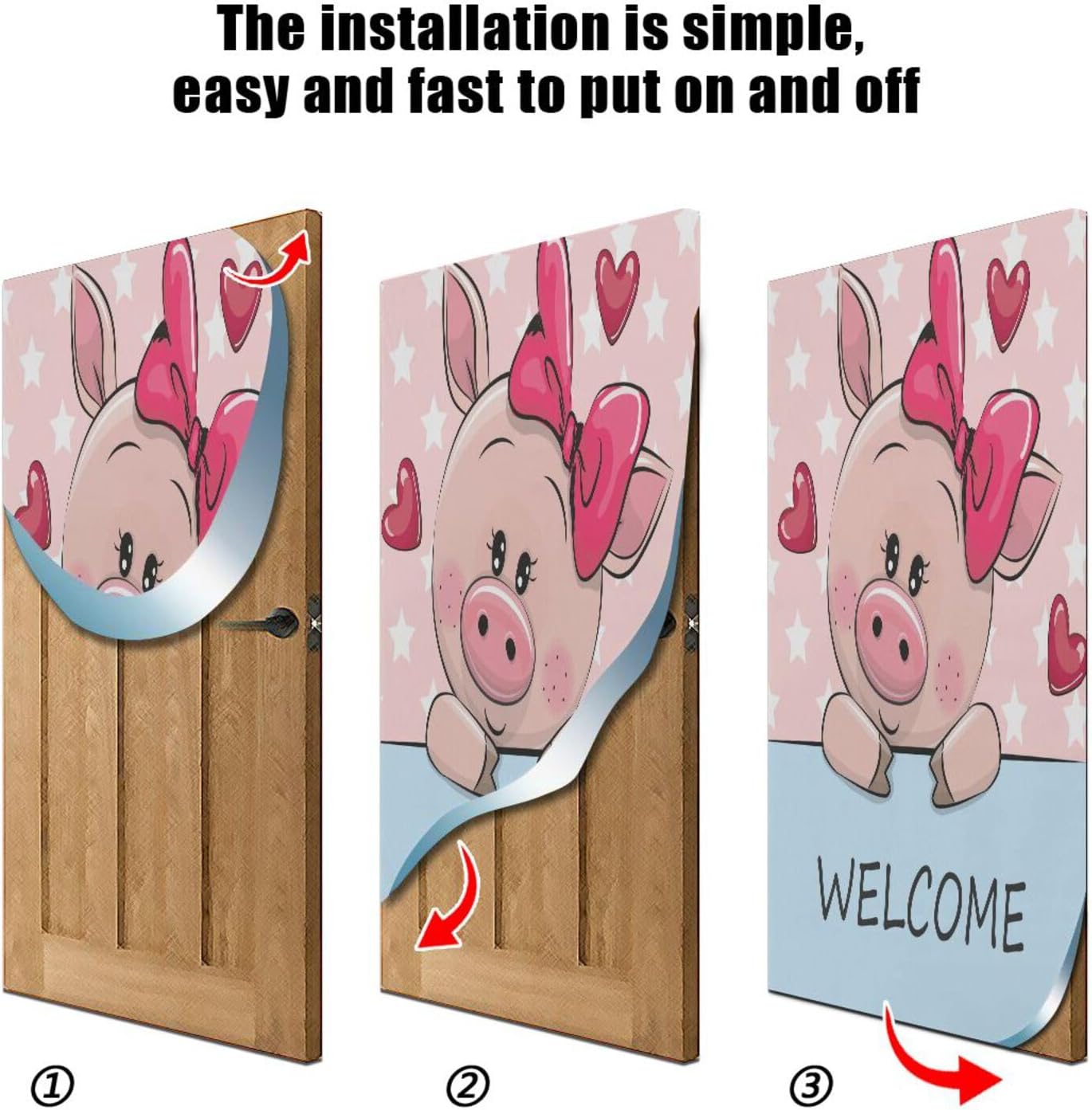Susiyo Cartoon Pink Pig Halloween Door Cover 32x79 Inch