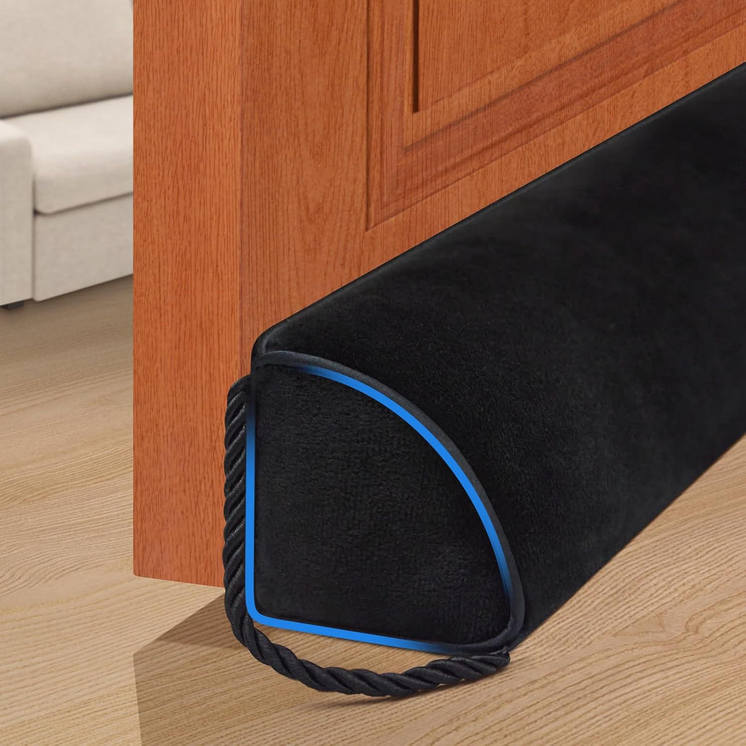 Heavy Duty Door Draft Stopper 36 Inch Black Triangle Design