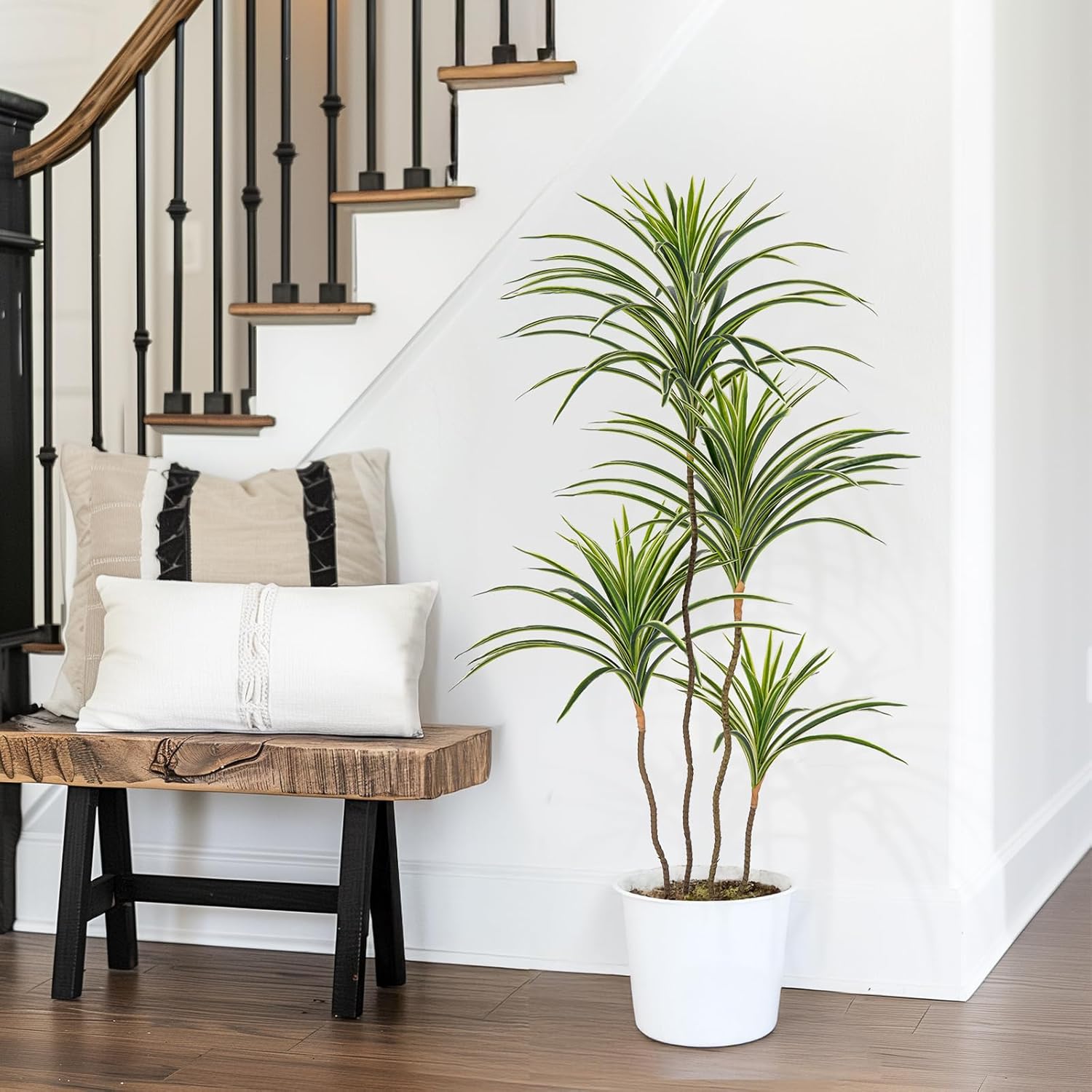 YEPDIN Artificial Dracaena Plant 4 Ft Indoor Fake Tree in Pot
