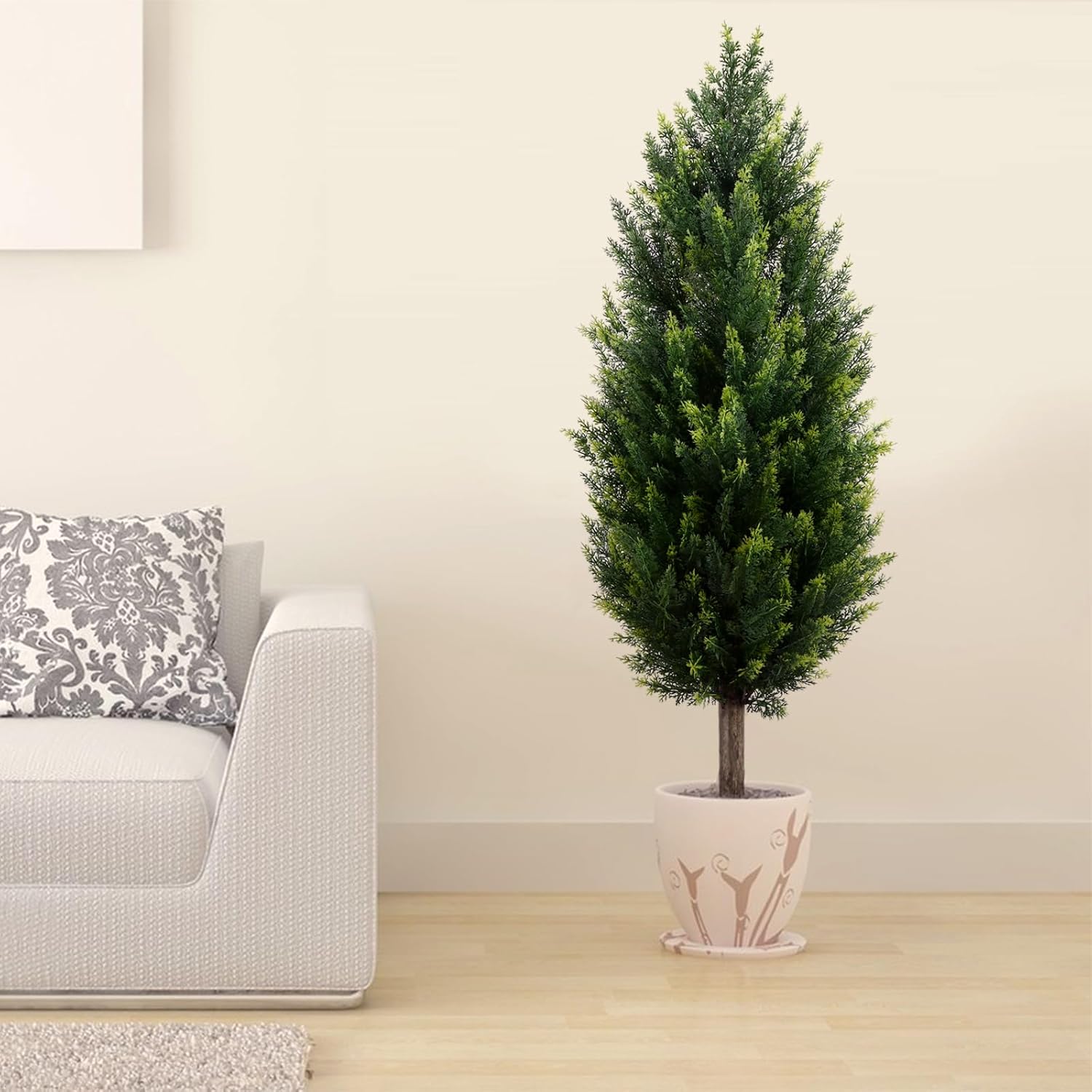 3ft Artificial Cedar Topiary Tree with Stakes Set of 2