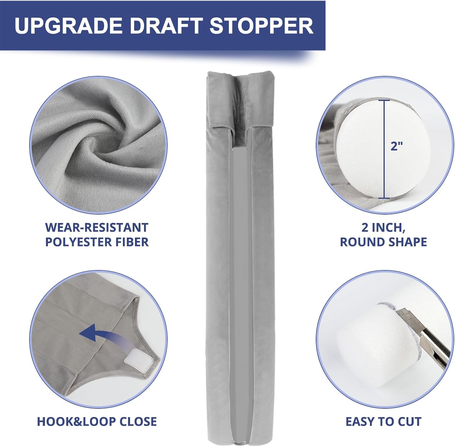HADOR Door Draft Stopper 36 Inch Under Door Gap Sealer Grey