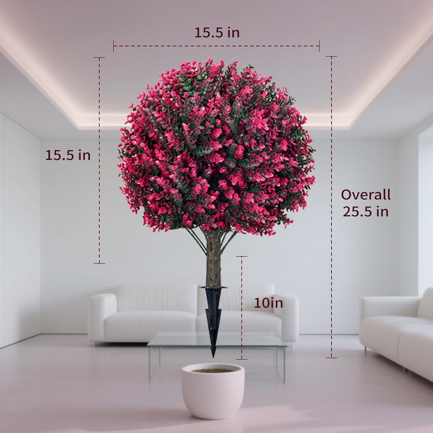 23 Inch Artificial Rose Boxwood Tree Set of 2 with Ground Spikes