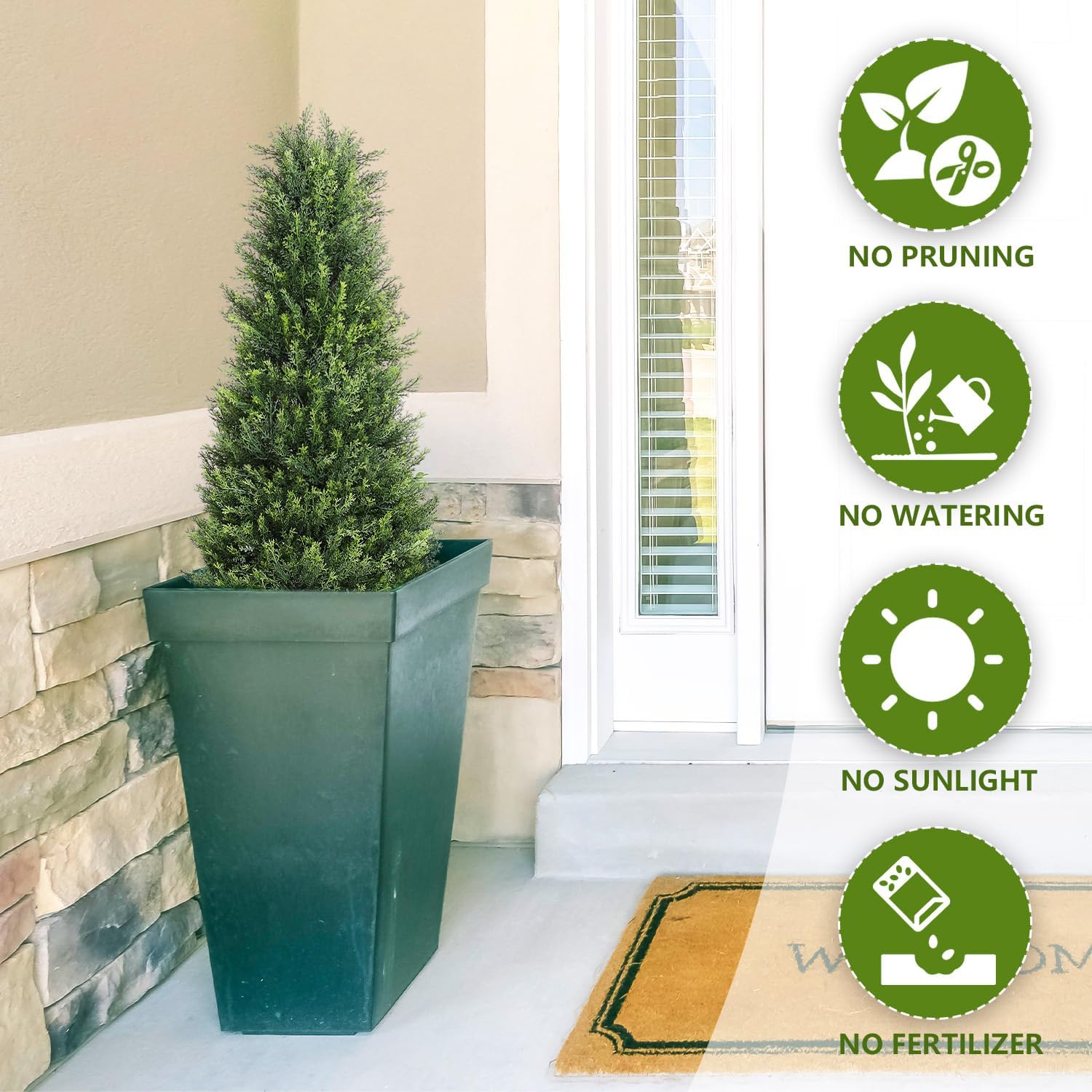 3ft Cedar Topiary Trees Artificial Outdoor Set of 2