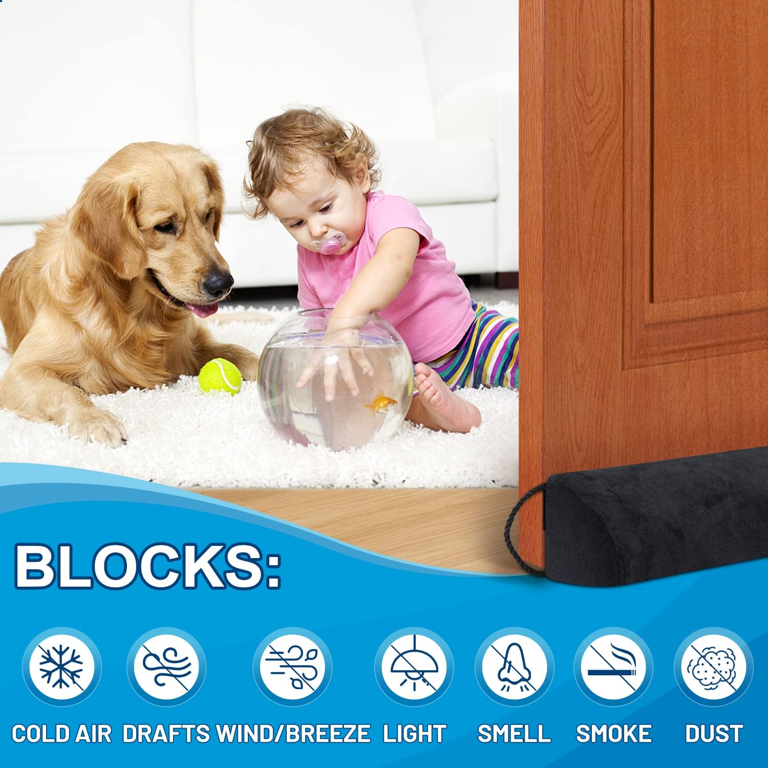 HomeProtect Under Door Draft Stopper 36 Inch Soundproofing Block