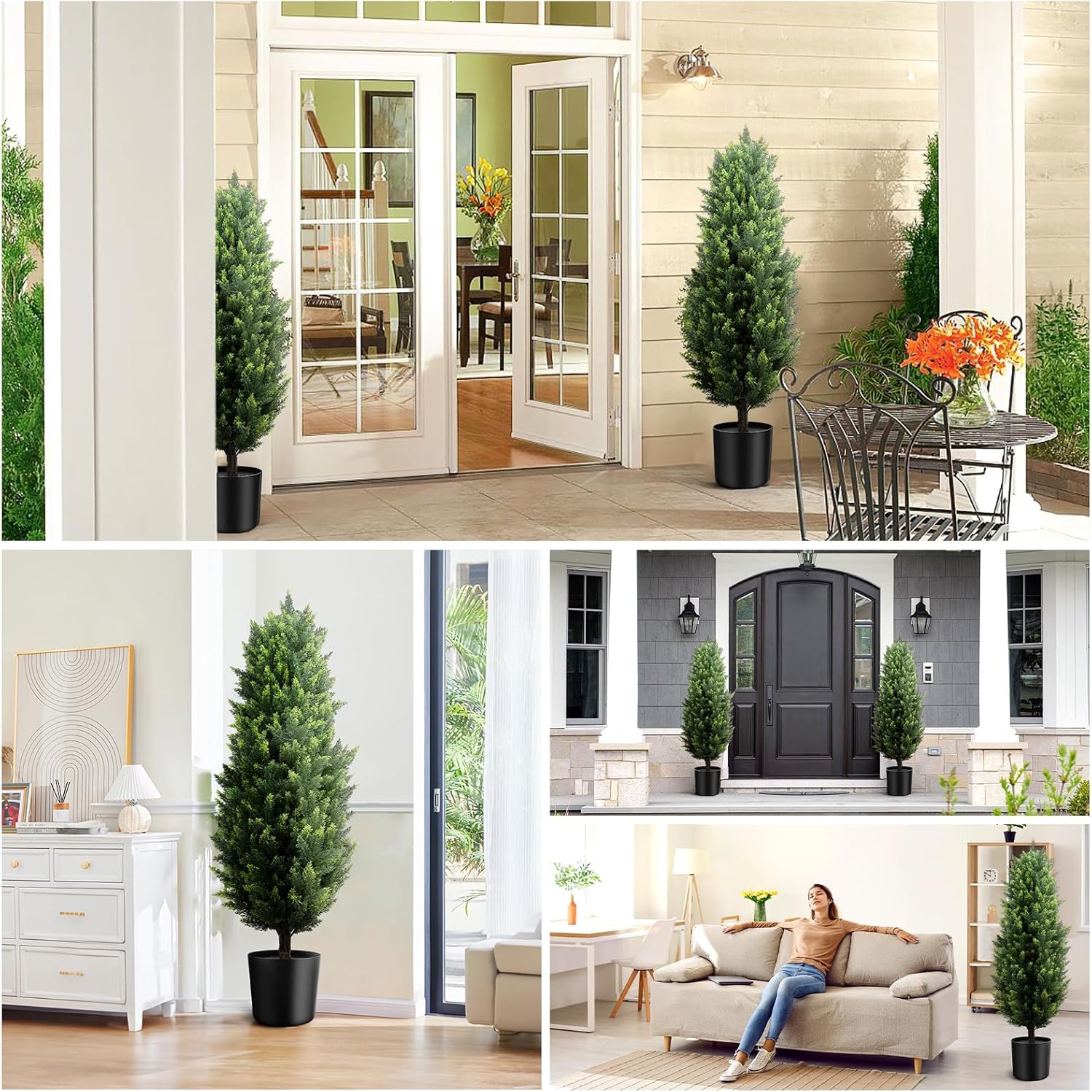 4FT Artificial Cedar Topiary Trees 2 Pack