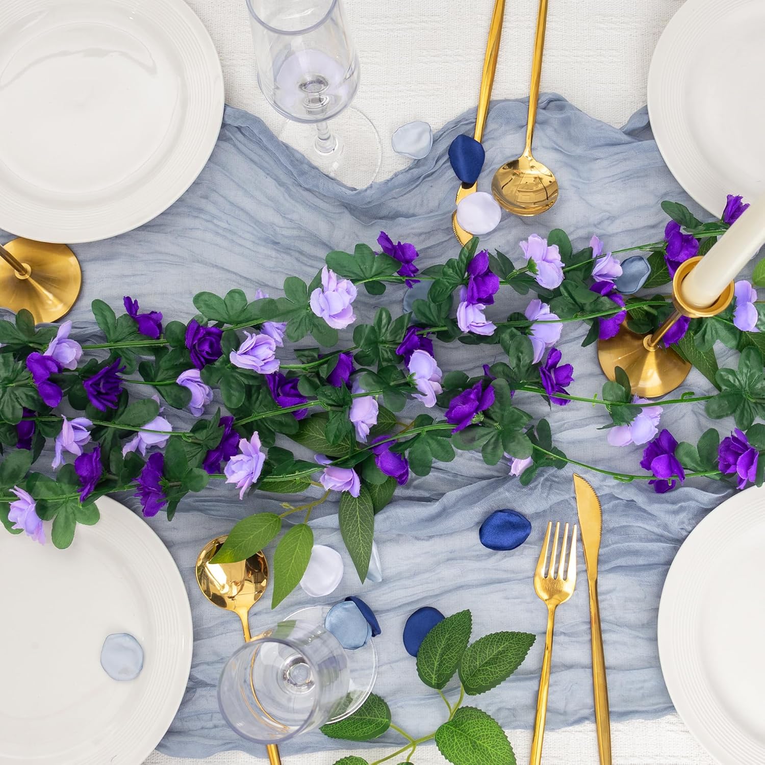 5Pcs 41FT Artificial Purple Rose Garland for Decor