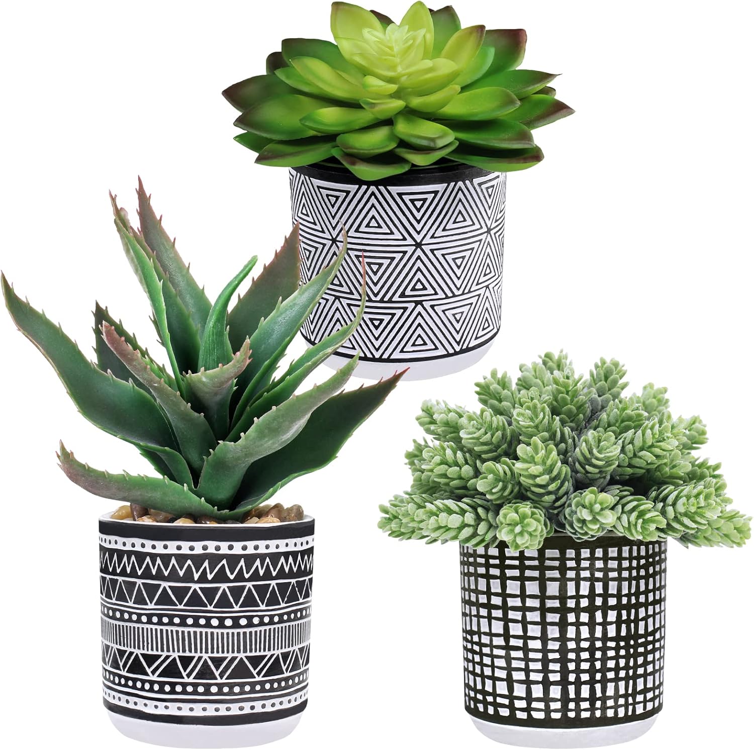 Winlyn Set of 3 Assorted Artificial Succulent Plants
