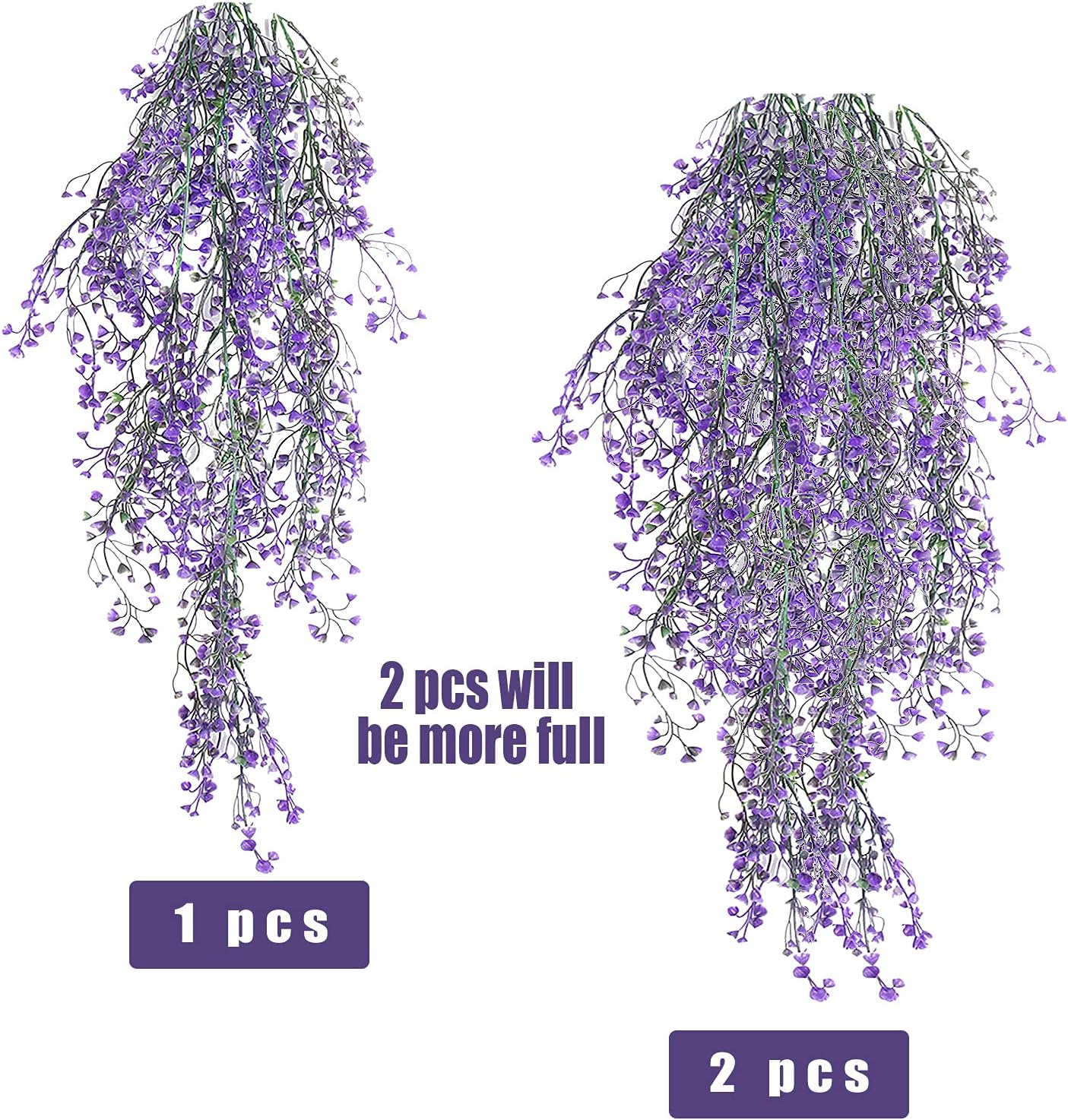RECUTMS Artificial Hanging Vine Plants 4Pc Purple