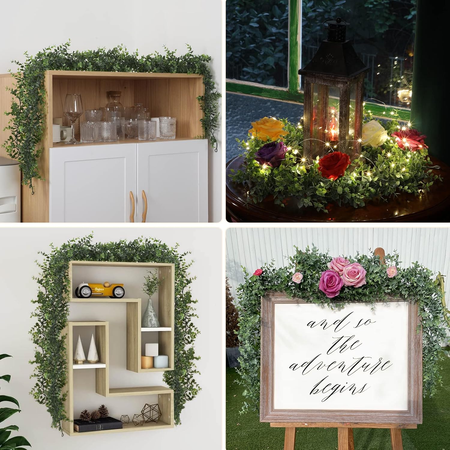 Dolicer 2 Pack Artificial Eucalyptus Garland Grey Green