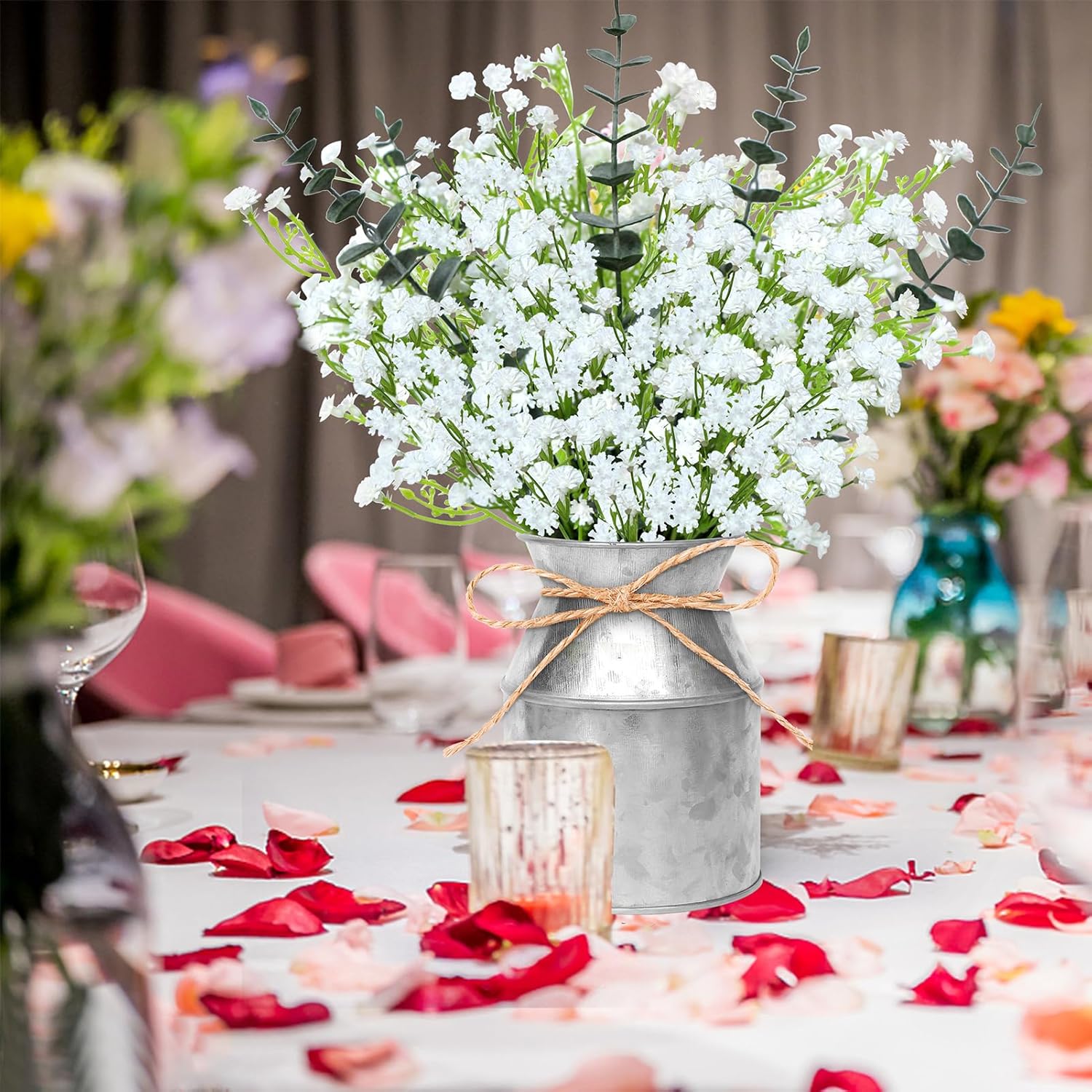 2 Pack Babys Breath Flowers Mason Jar Centerpieces