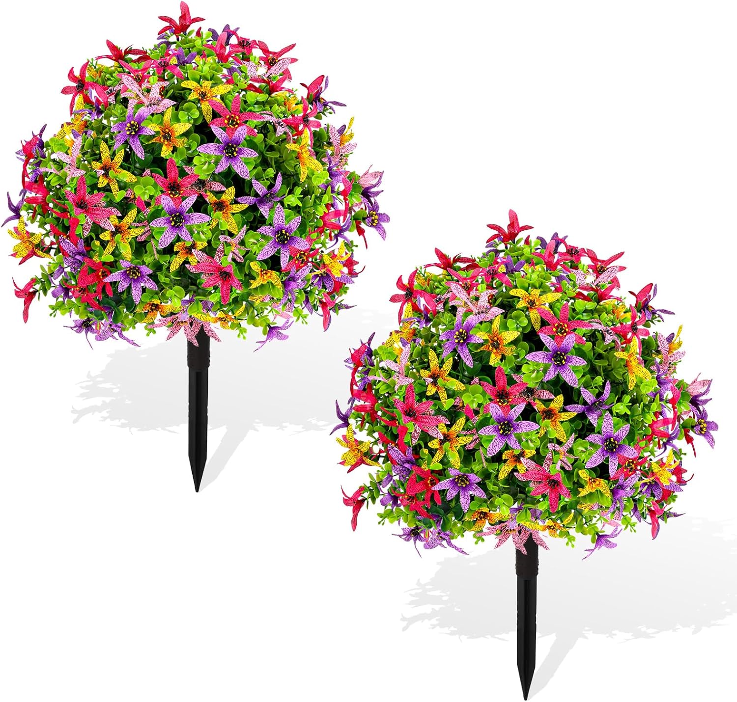 Artificial Boxwood Topiary Ball with Flowers 22 Inch