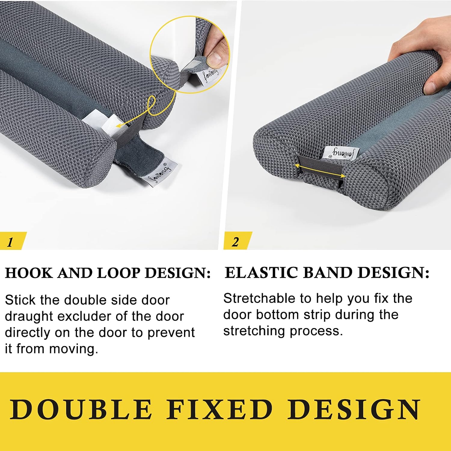 Fowong Door Draft Stopper 36 Inch Adjustable Grey