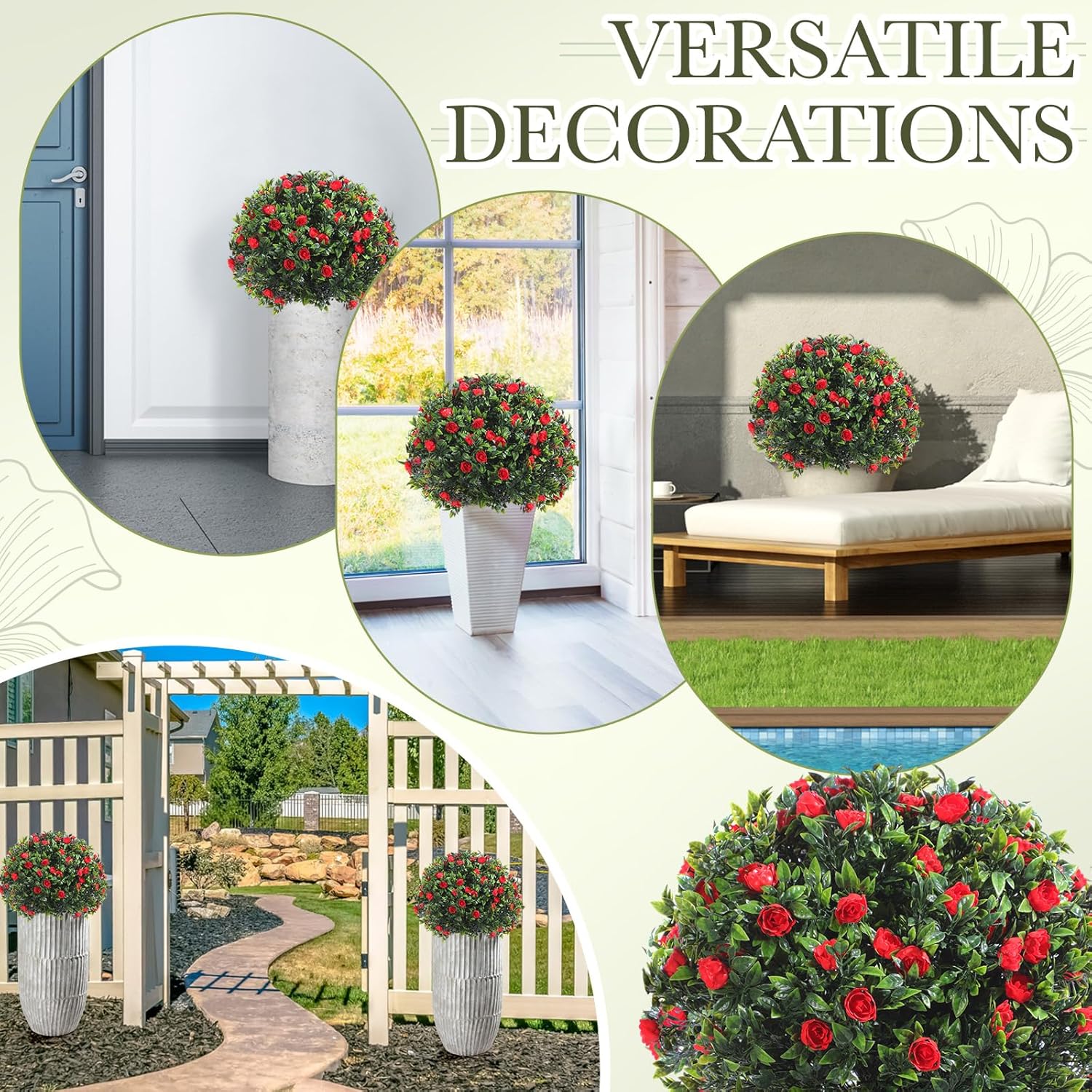 Yunlly Set of 2 Artificial Boxwood Topiary Balls