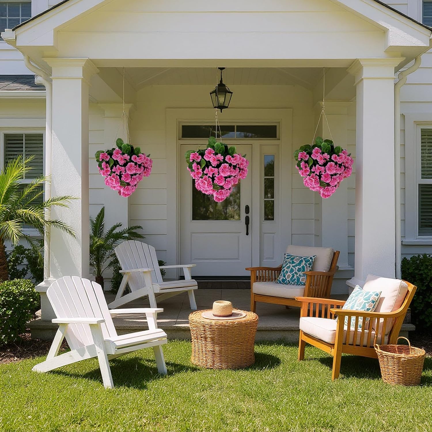 GarveeHome Artificial Lavender Begonia Ball Trees 2 Set