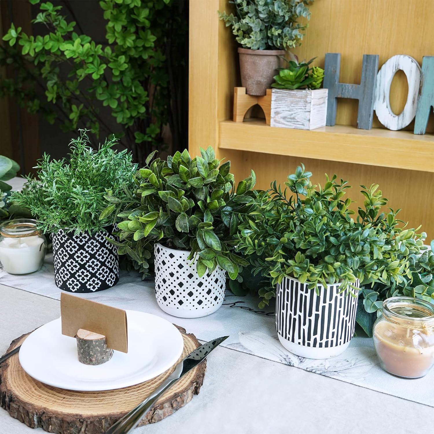 Winlyn 3-Pack Artificial Plants in Concrete Pots