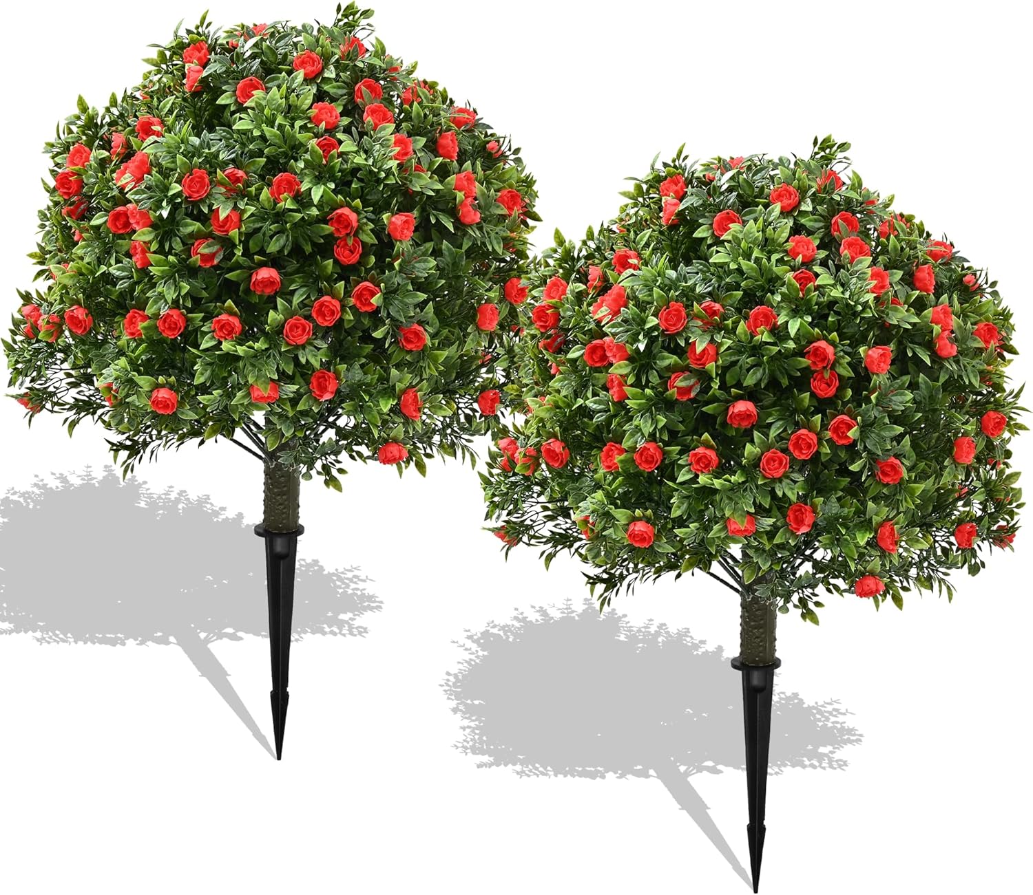 28 Artificial Boxwood Topiary Tree with Rose Set of 2