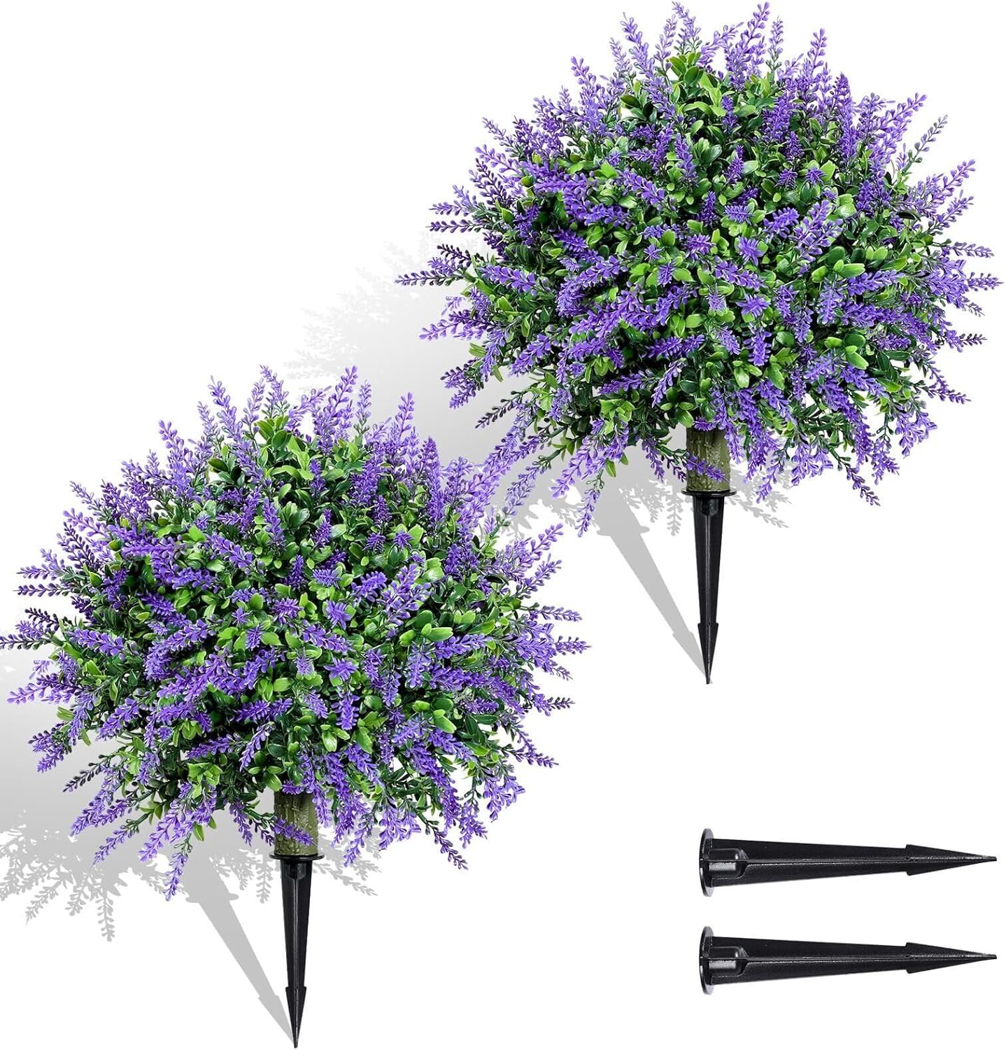Set of 2 Artificial Boxwood Topiary Ball Trees 16 Inch UV Resistant
