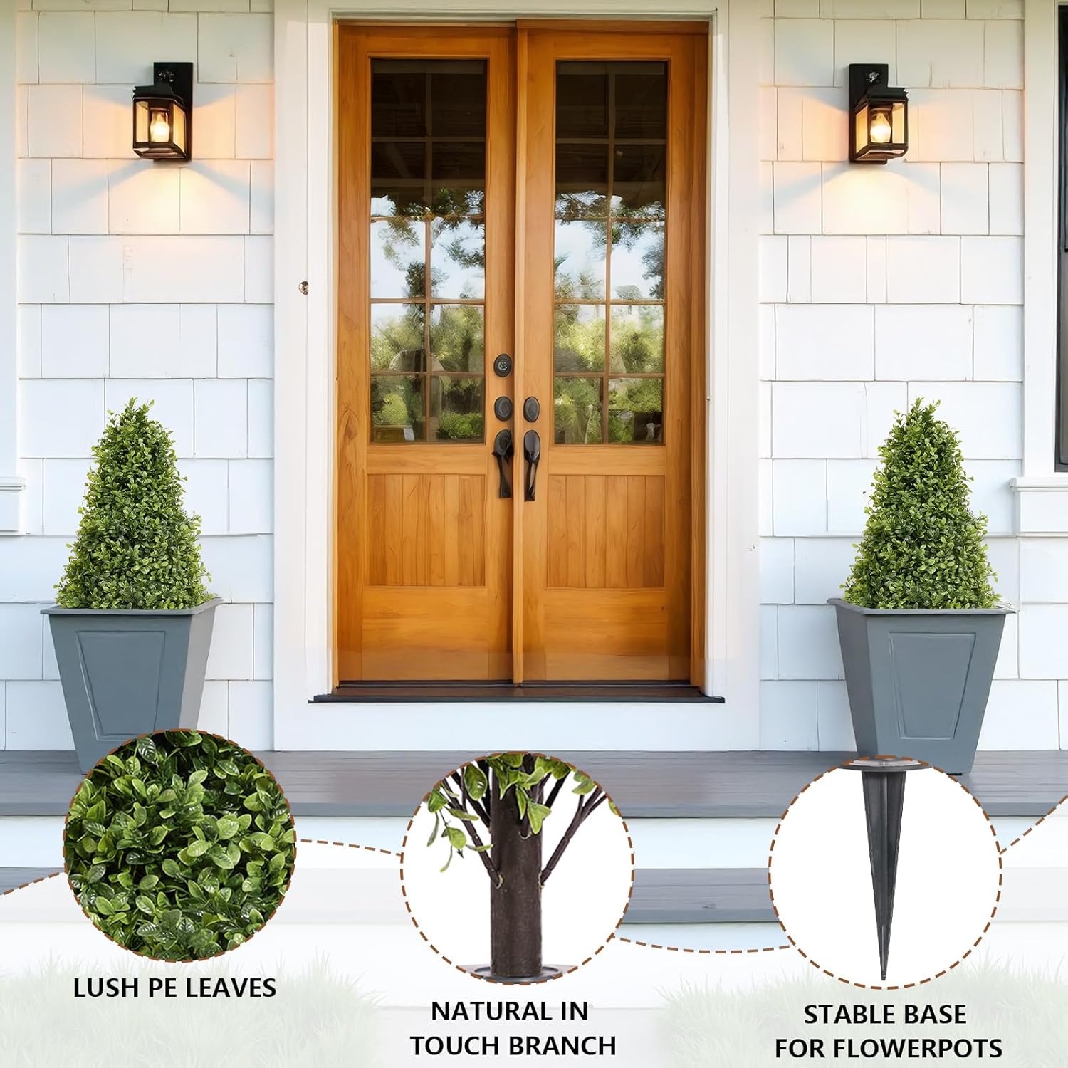 36in Artificial Boxwood Topiary Cone Trees Set of 2
