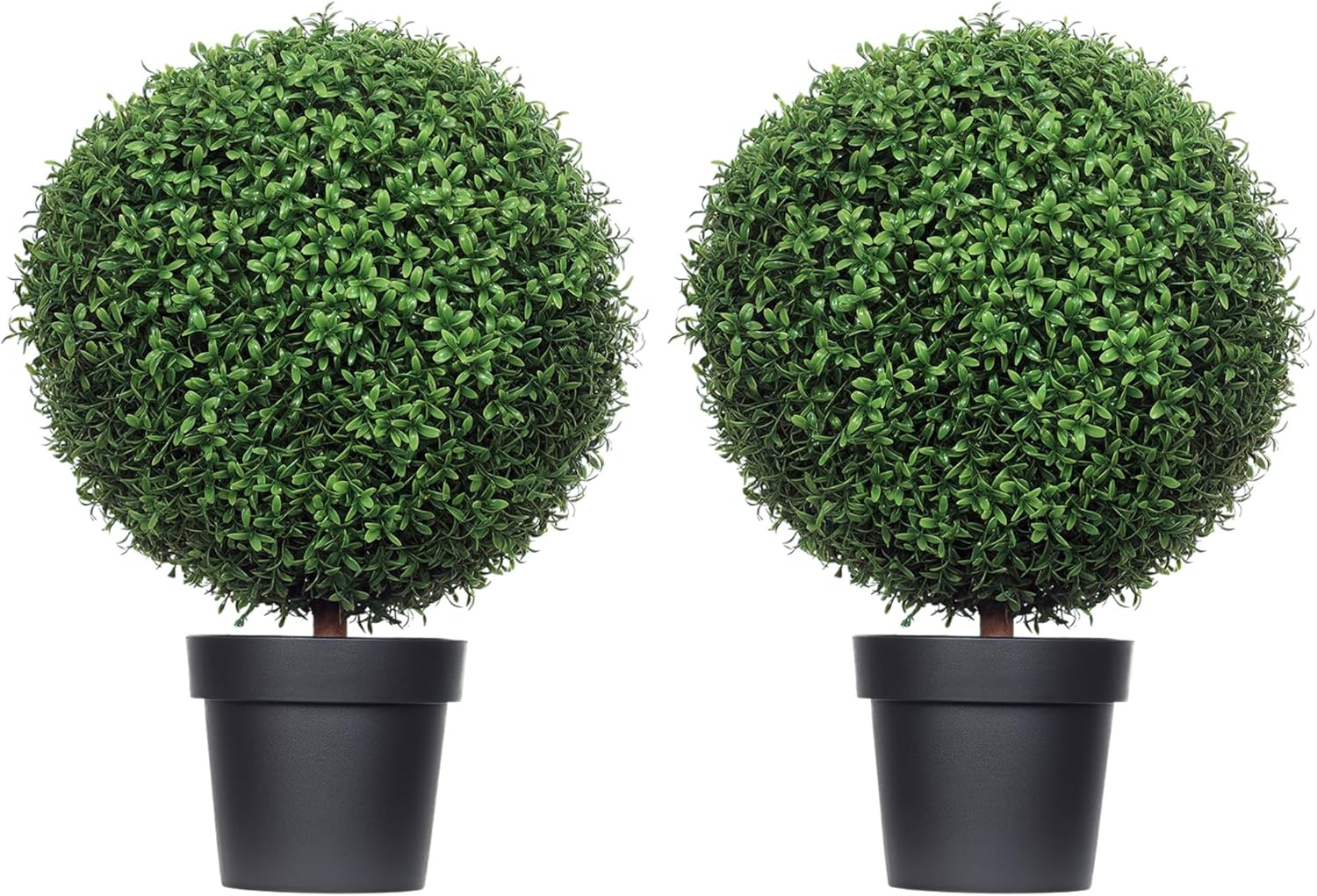 HOMCOM Artificial Trees Set of 2 24 Inch Green Boxwood Topiary