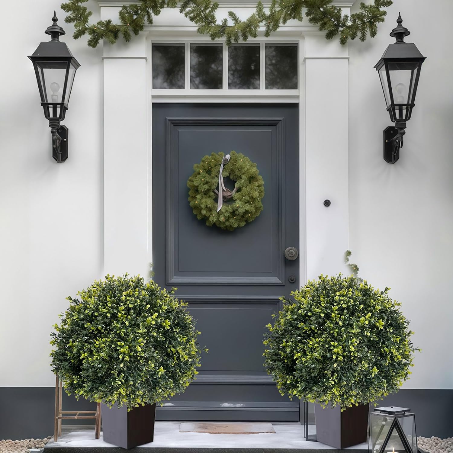 ICX 2 Pack 24 Inch Artificial Boxwood Topiary Balls