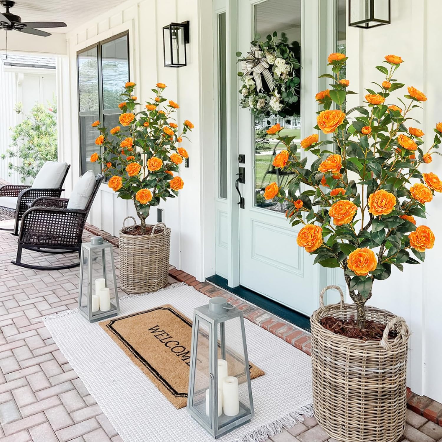 2 Pack 36FT Artificial Camellia Tree with Flowers