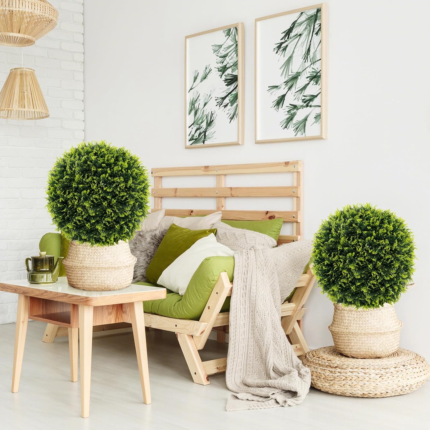 Goplus 22 Inch Artificial Cedar Topiary Ball Set