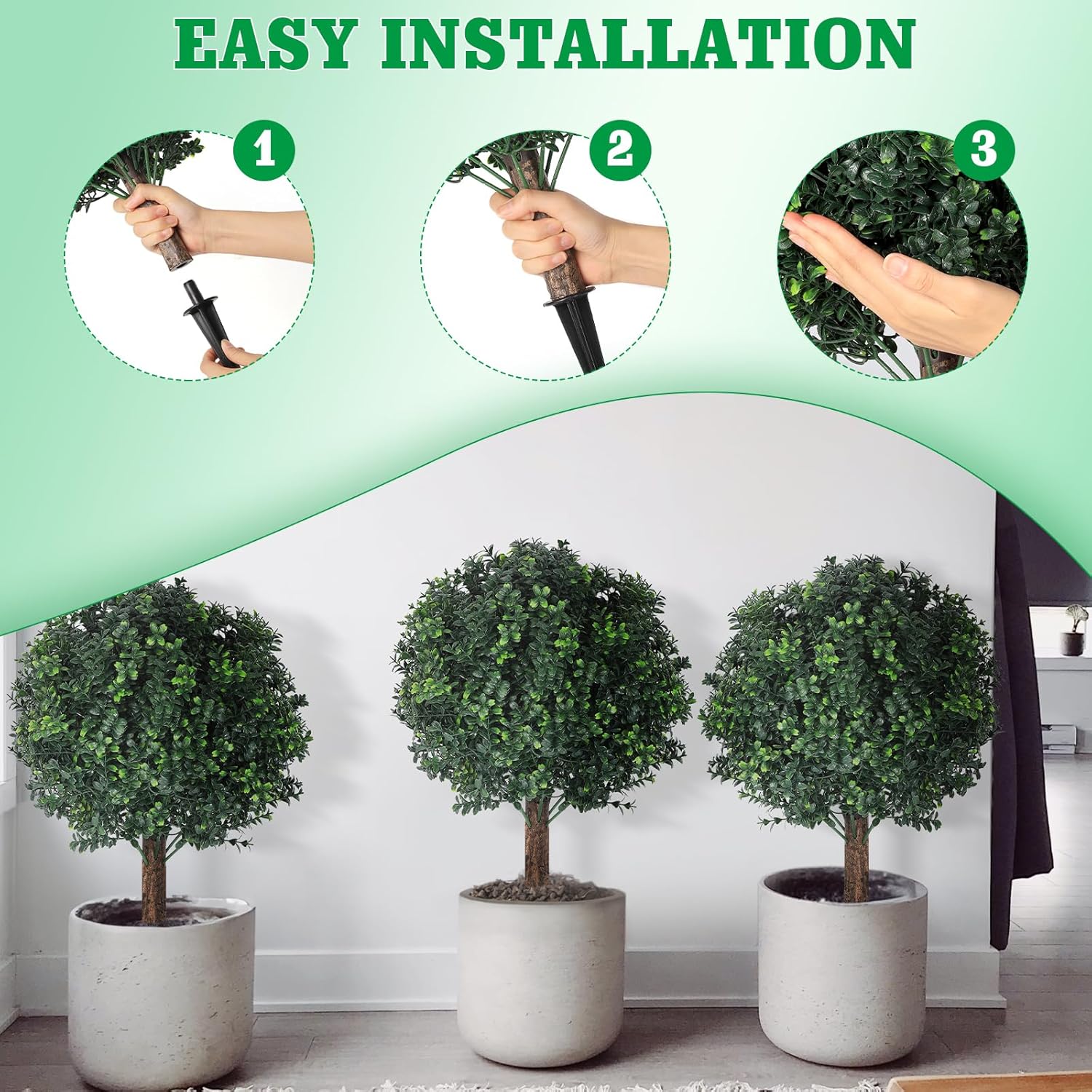 Shinoske 23 Inch Artificial Boxwood Topiary Balls Set of 2