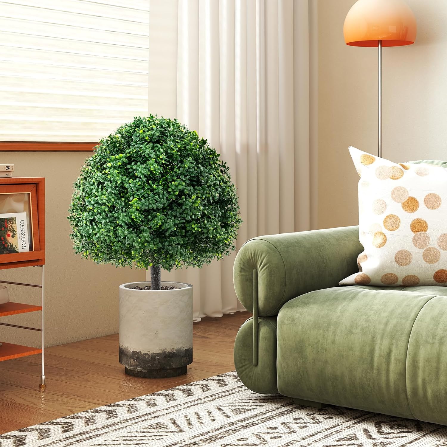 Goplus 28 Inches Artificial Boxwood Topiary Set 2 Pack
