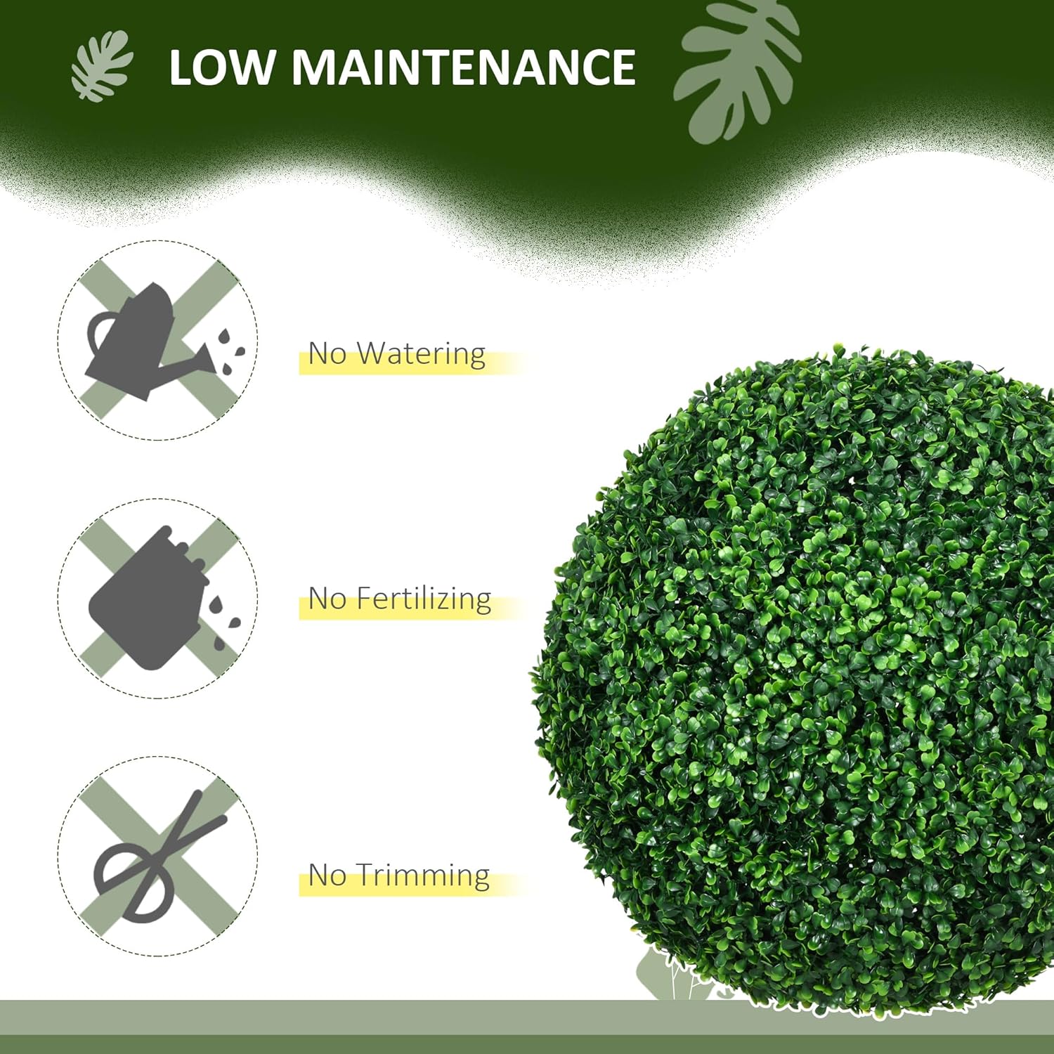 HOMCOM Artificial Boxwood Topiary Ball Set of 2