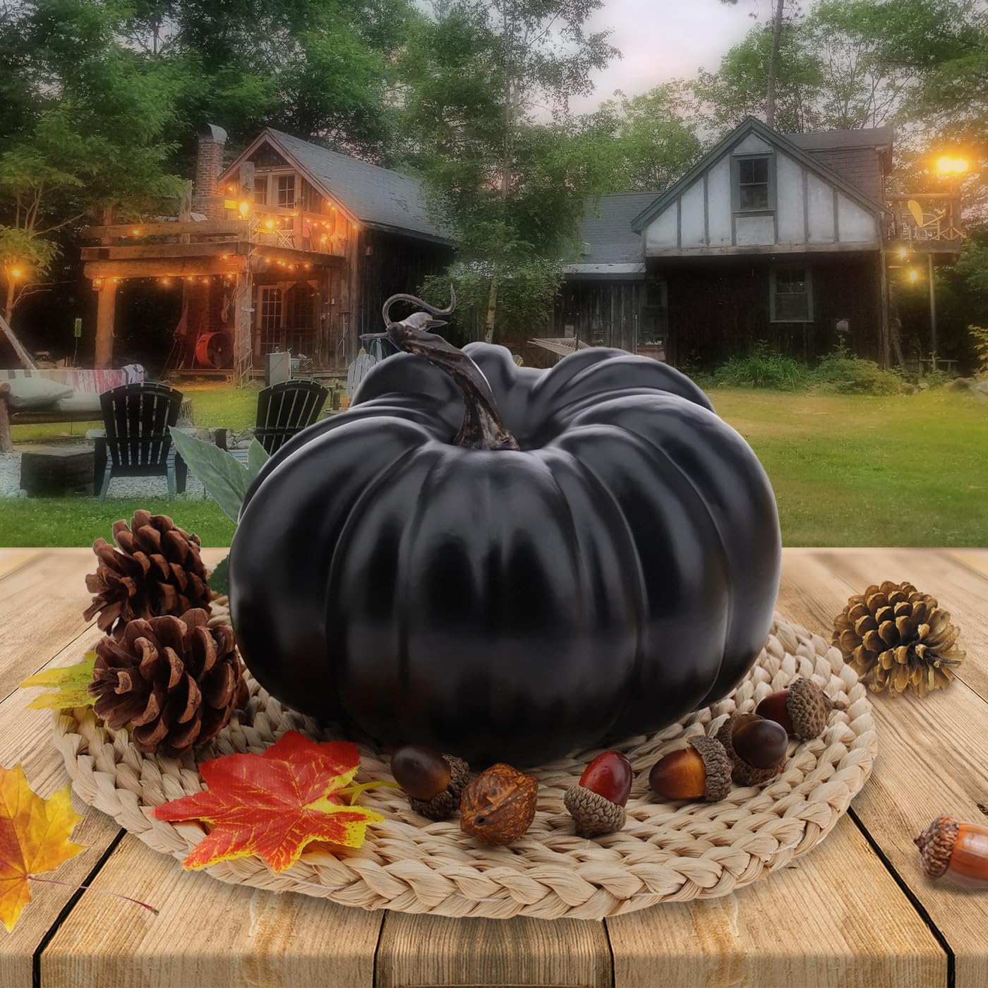 77 Inch Artificial Black Halloween Pumpkin Decoration