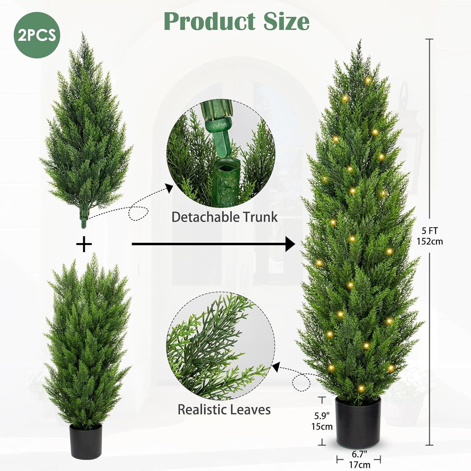 Briful 5ft Cedar Topiary Trees Artificial Set of 2 1