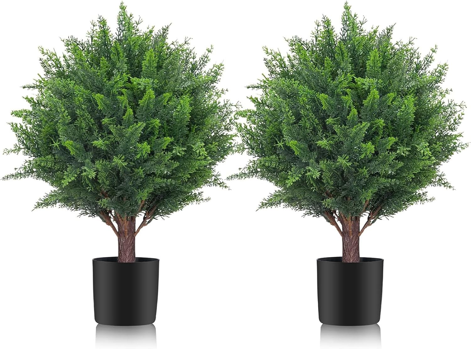 19 Artificial Cedar Topiary Ball Trees Set of 2