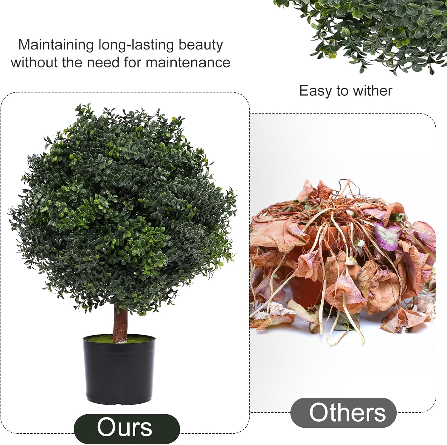 Silk Tree Warehouse Two 2 Foot Artificial Boxwood Topiary Bushes